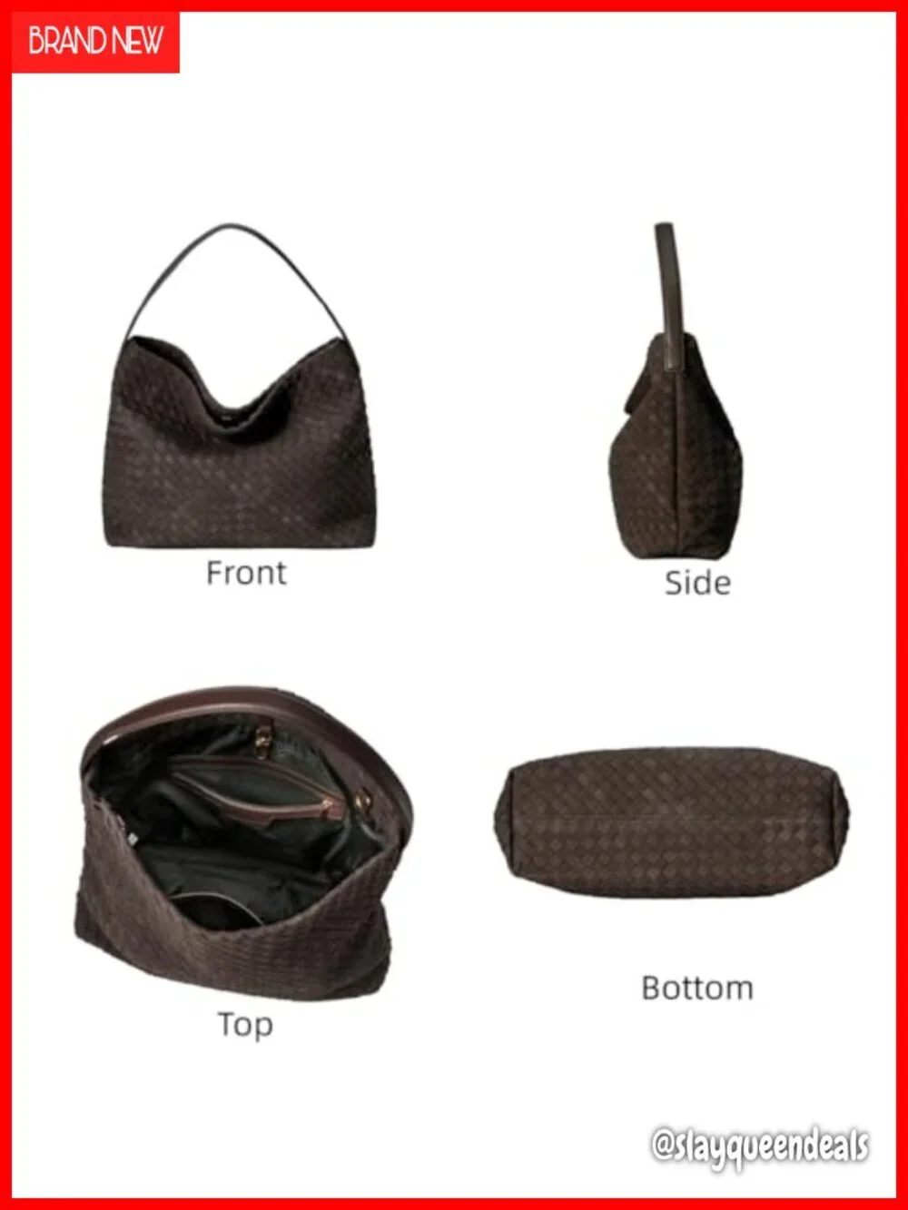 Woven Faux Suede Tote Hobo Bag Shoulder Purse for Women